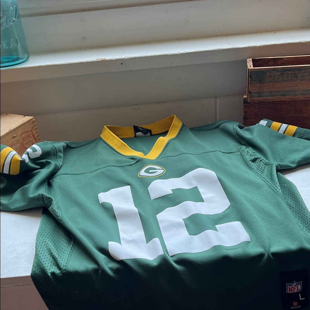 NFL Green Bay Packers #12 Rogers Green and Yellow Kids Jersey size Large - Picture 11 of 14